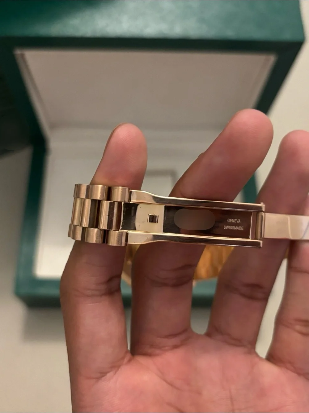 Men's Rose Gold Watch with Green Dial - Luxury Style